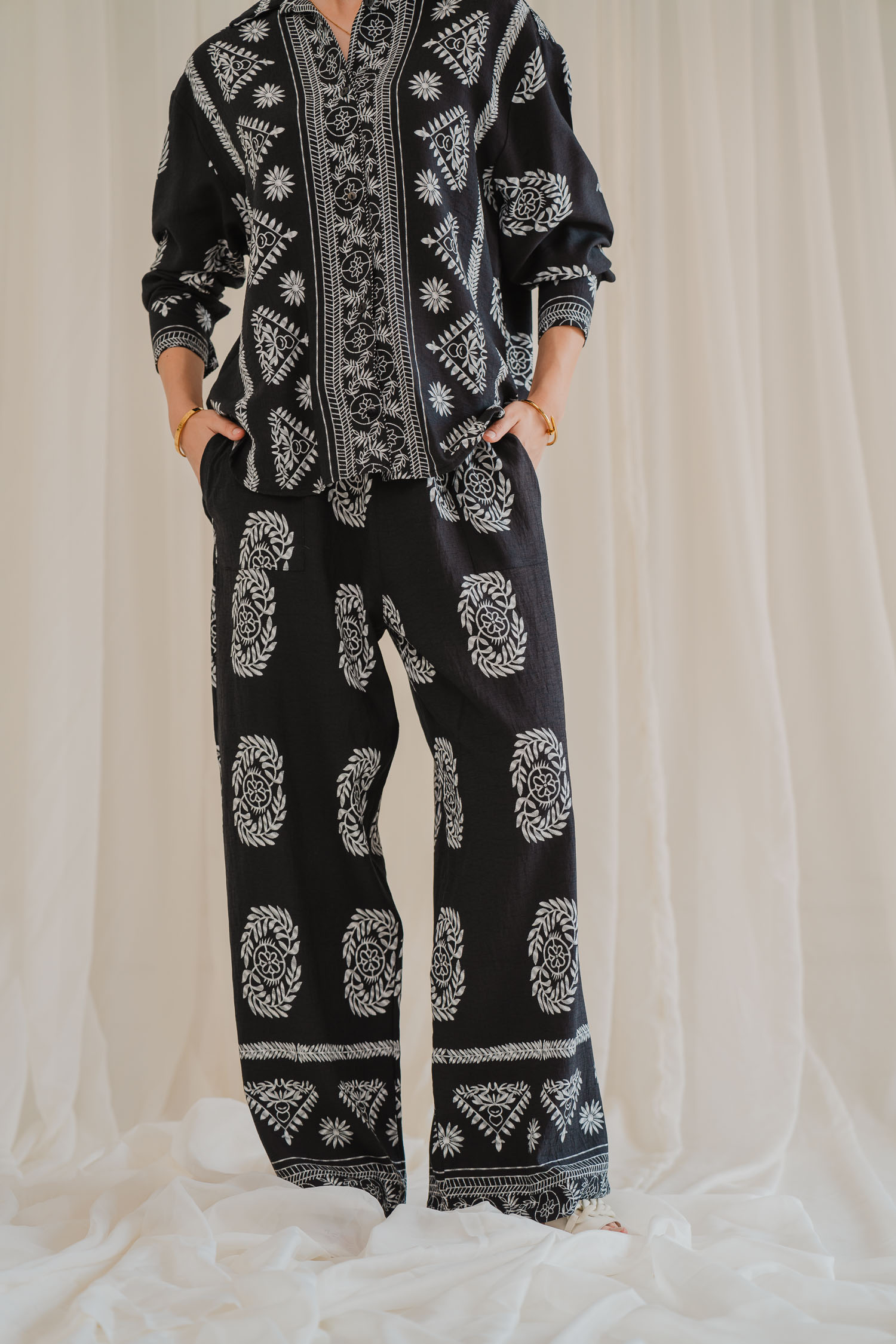 Bloom Print Trousers - Black, 2X